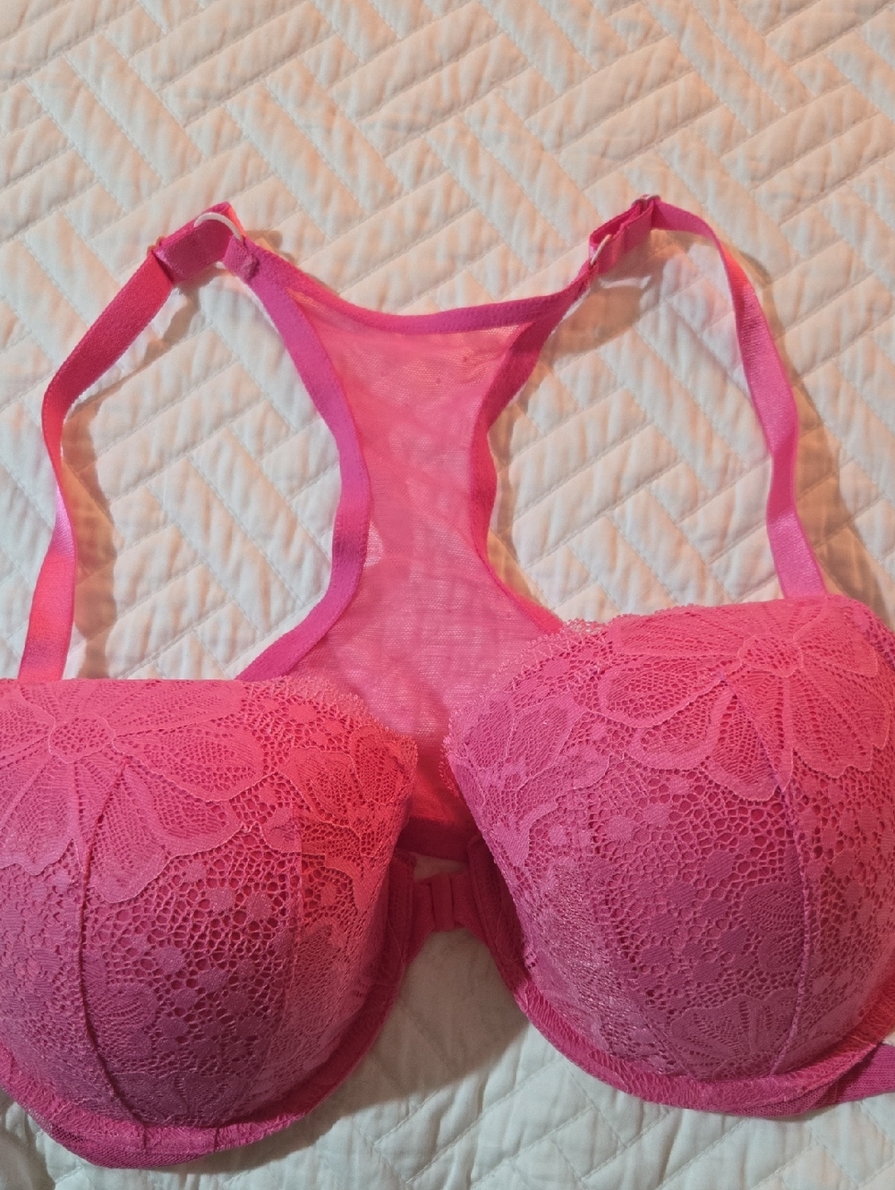 Victoria's Secret Hot Pink Lace Racerback Bra